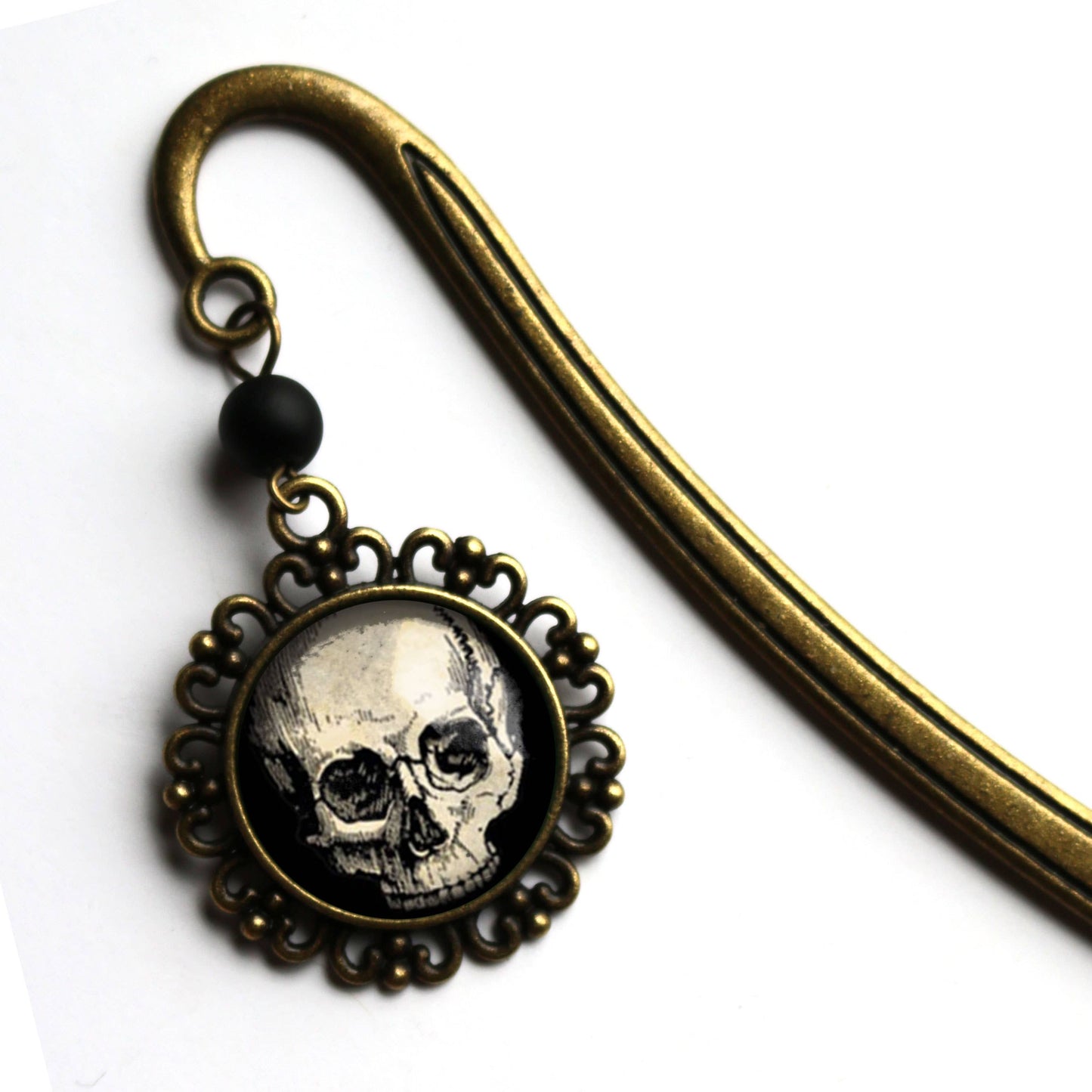 Human Skull Brass Bookmark by The Divine Iguana