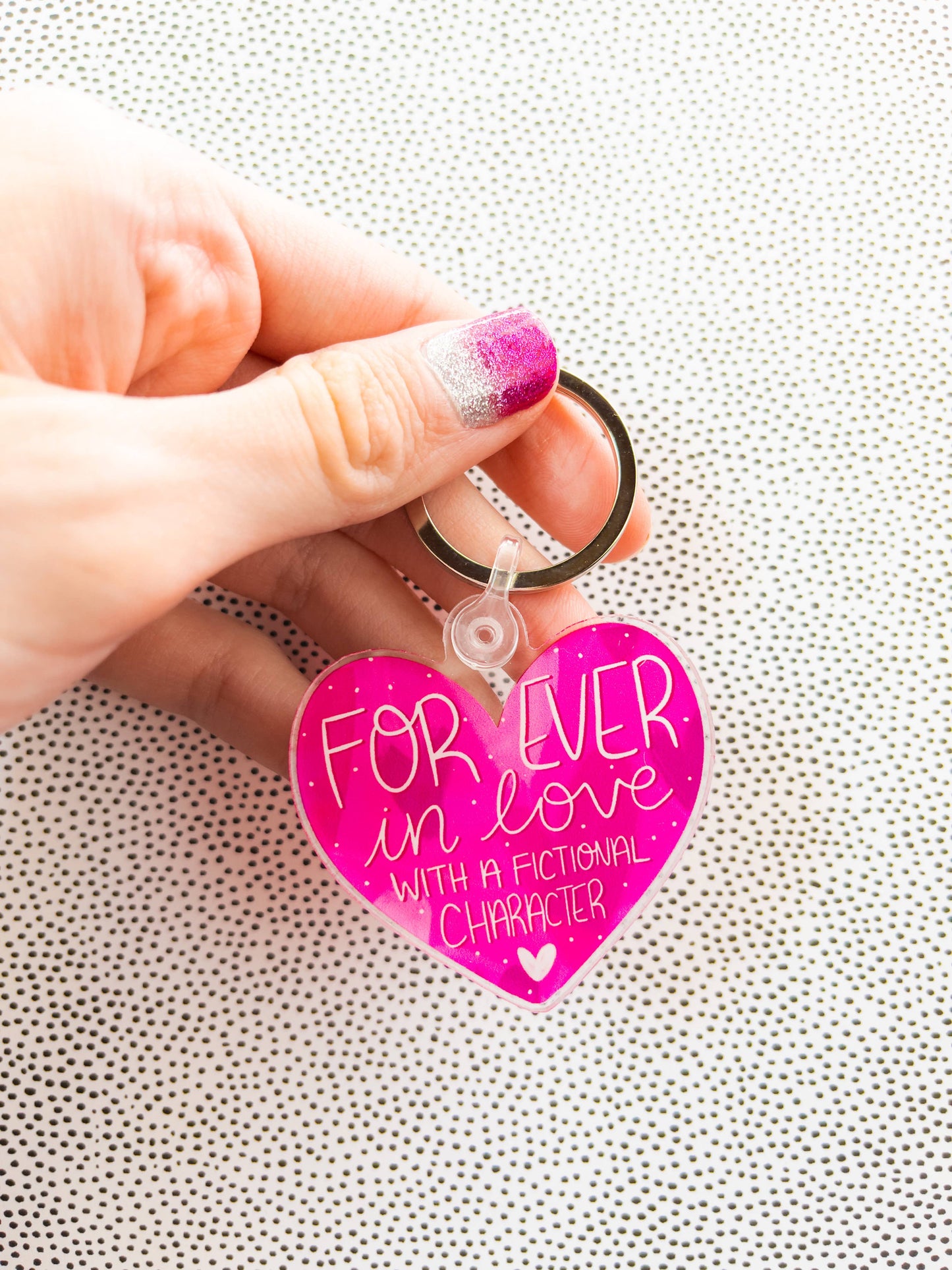 Forever in Love with a Fictional Character Acrylic Keychain by Emily Cromwell Designs